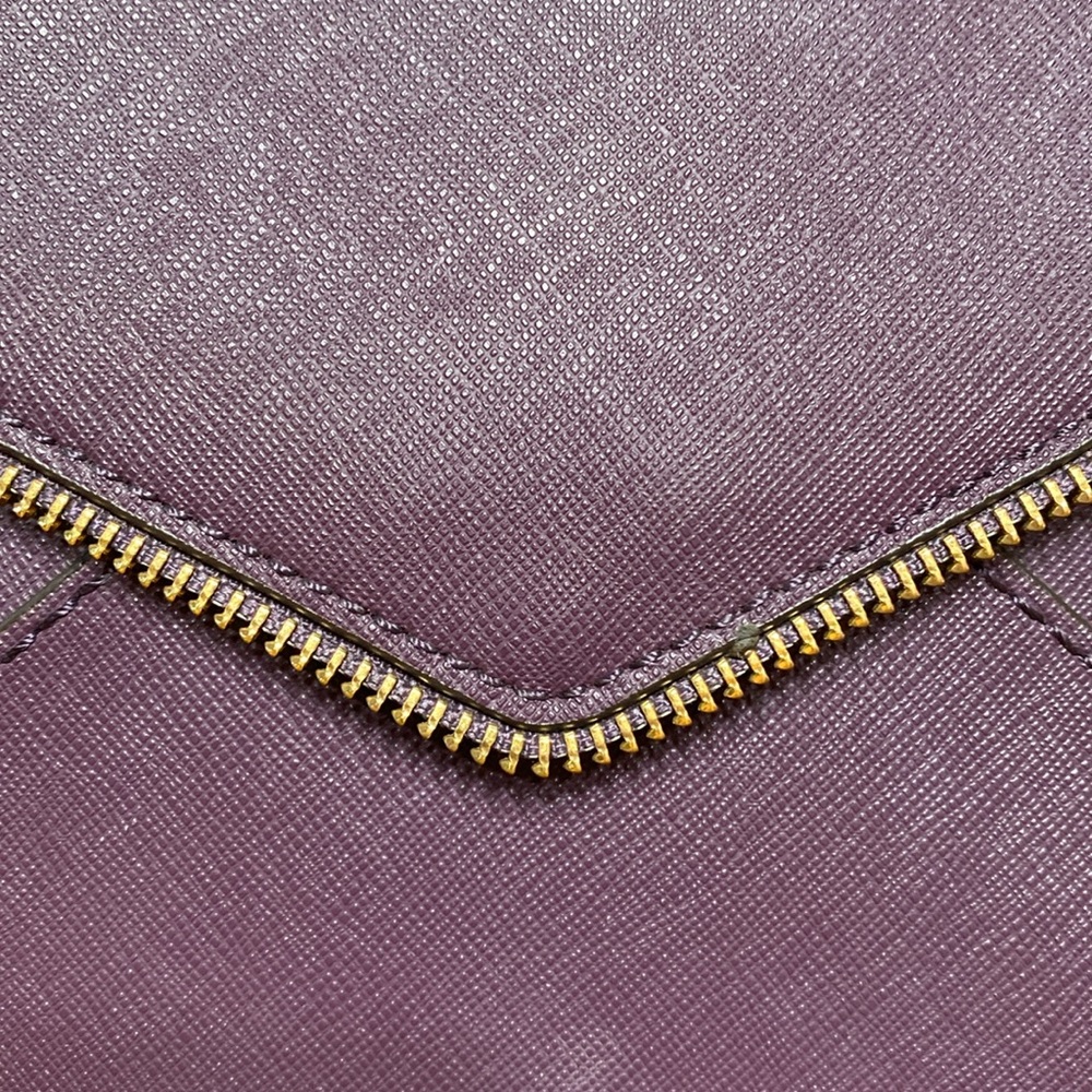 Rebecca Minkoff Leo Envelope Zipper Edge Purple Leather Clutch Purse - Picture 8 of 14
